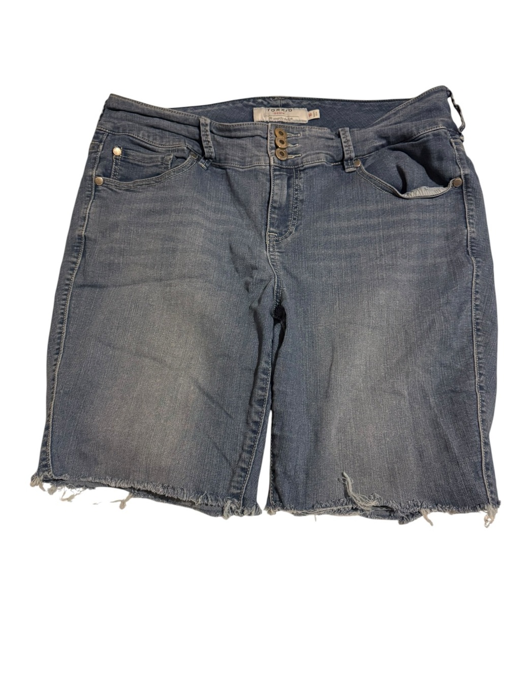 Torrid Denim Cutoff Shorts | Size 16 | Light Wash | Triple Button | Raw Hem